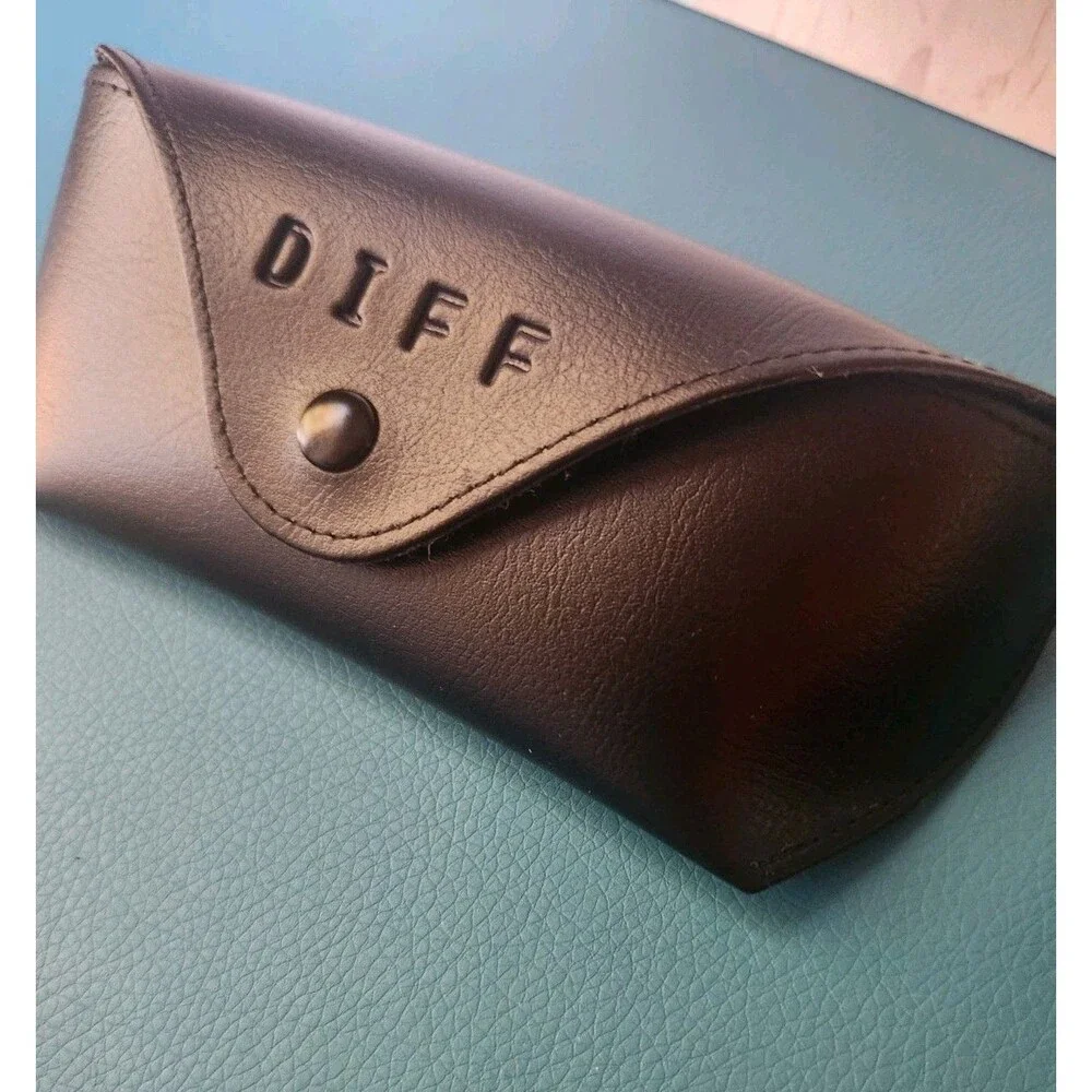 Diff Sunglasses Case Only. Button Closure Semi Hard Shell W/ Soft Lining & Black
